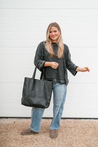 Fresh Air Dolman Sleeve Sweater - Charcoal