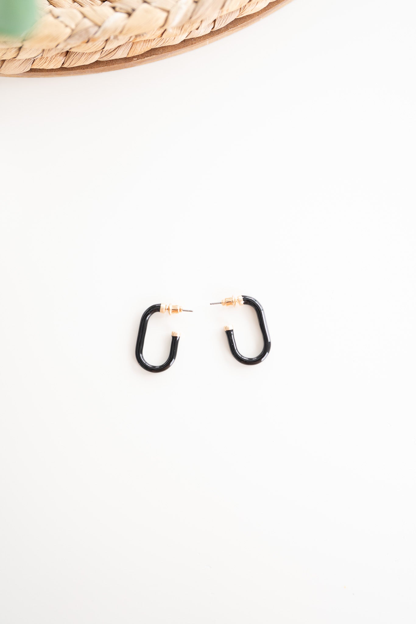 Nevaeh Oval Hoop Earrings-Black