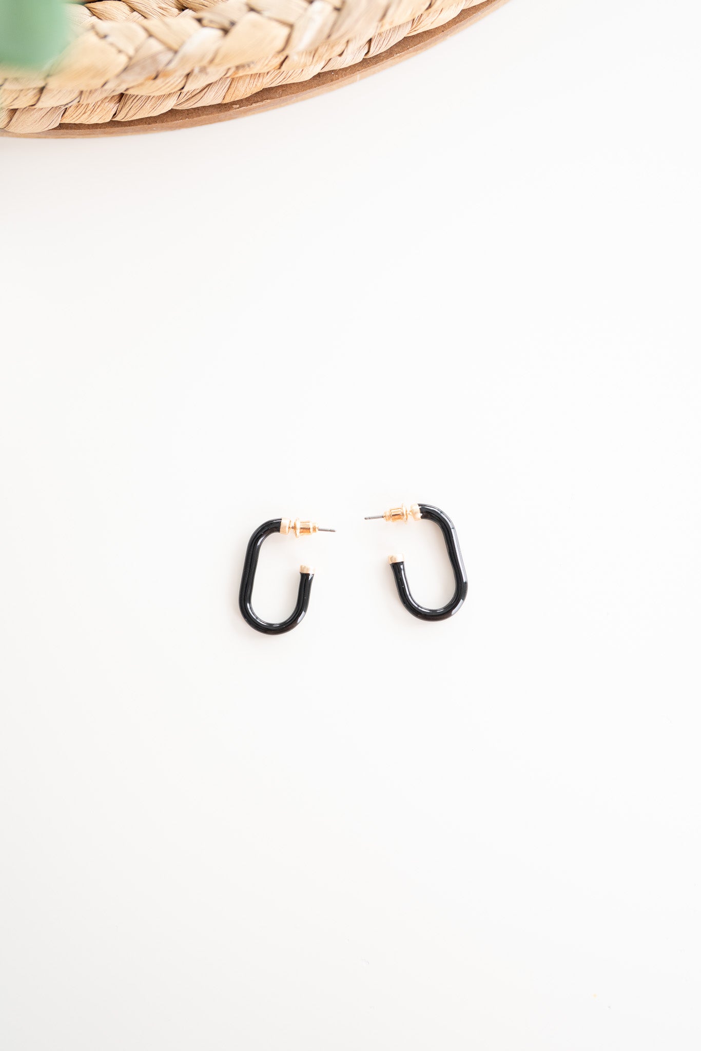 Nevaeh Oval Hoop Earrings-Black