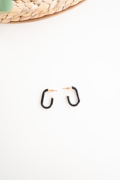 Nevaeh Oval Hoop Earrings-Black