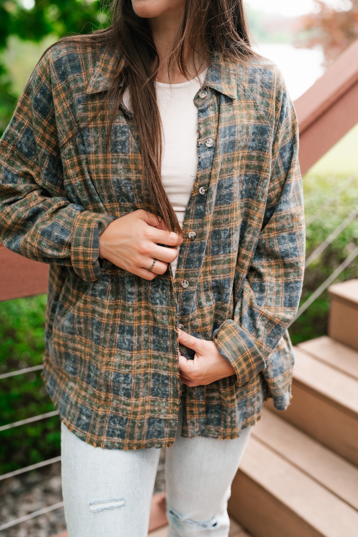 Feel The Warmth Flannel- Blue/Mustard