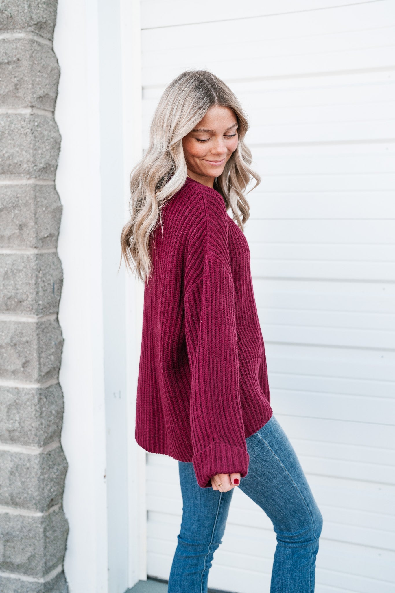 Be Happy Ribbed Knit Sweater
