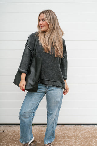 Fresh Air Dolman Sleeve Sweater - Charcoal