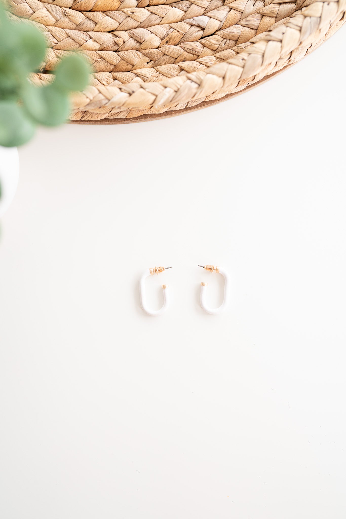 Nevaeh Oval Hoop Earrings-White