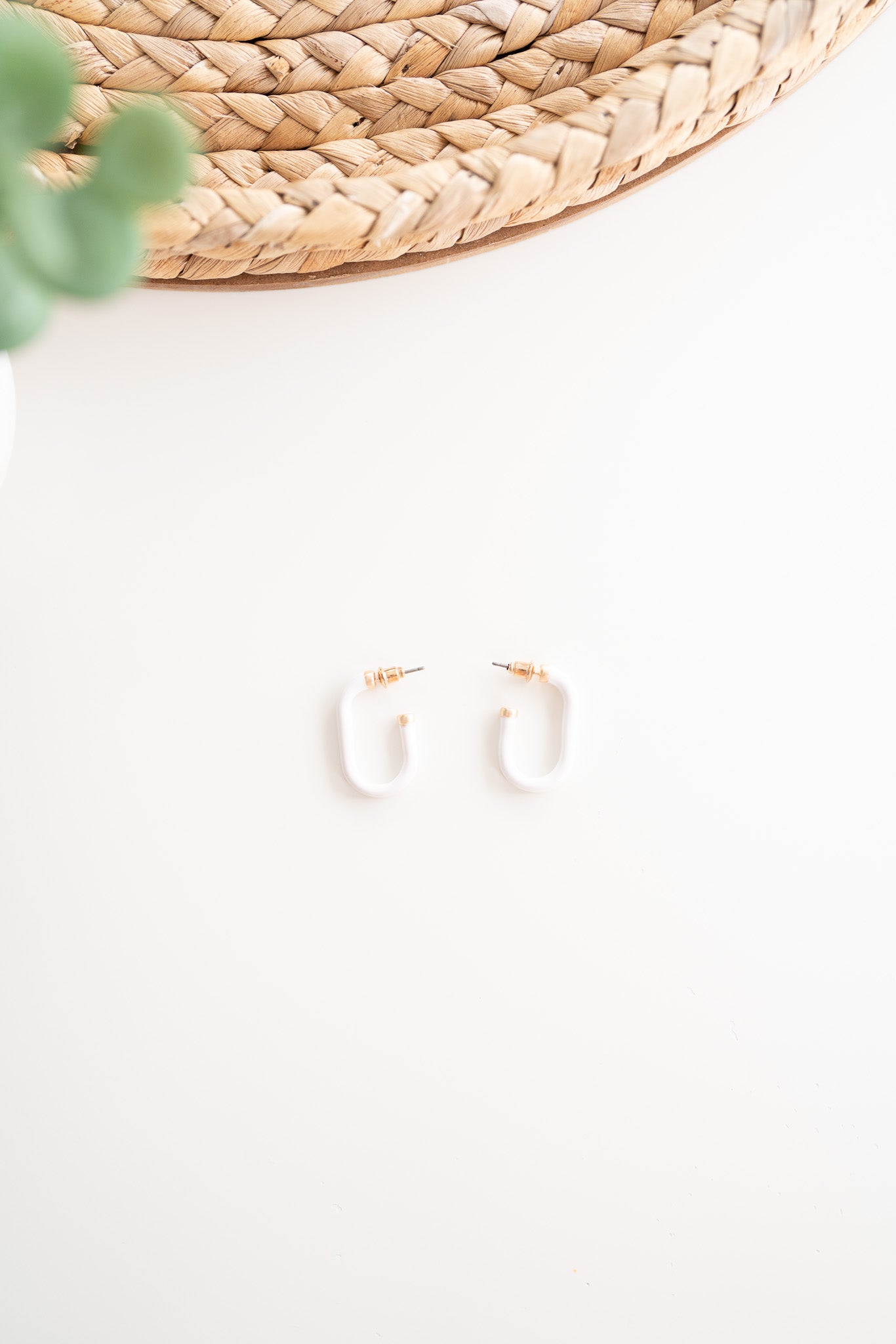 Nevaeh Oval Hoop Earrings-White