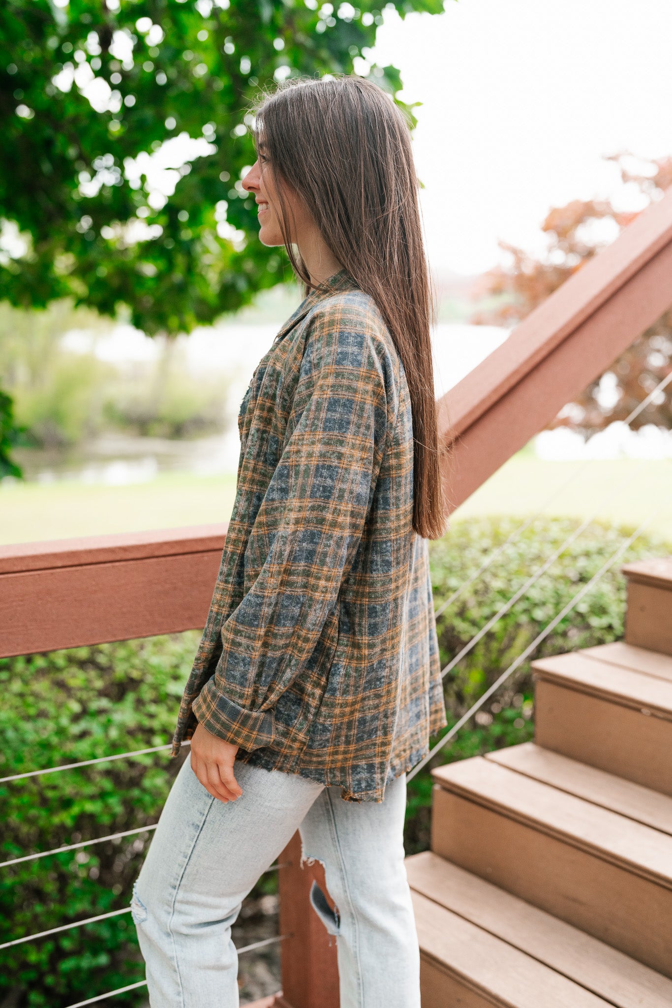 Feel The Warmth Flannel- Blue/Mustard