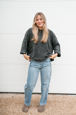 Fresh Air Dolman Sleeve Sweater - Charcoal