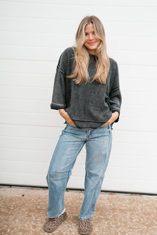 Fresh Air Dolman Sleeve Sweater - Charcoal
