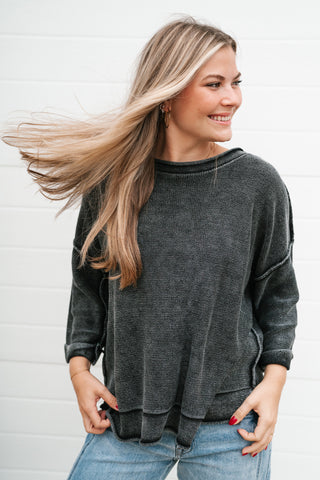 Fresh Air Dolman Sleeve Sweater - Charcoal