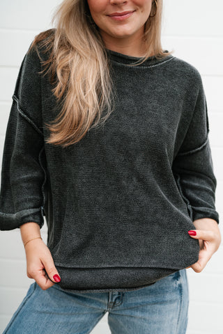 Fresh Air Dolman Sleeve Sweater - Charcoal