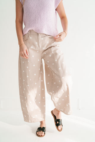 Delicate Polka Dot Barrel Wide Leg Bottom