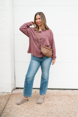 Hidden Valley Thermal Long Sleeve Top - Burgundy