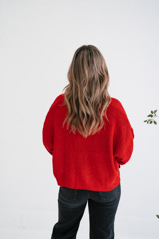 Autumn Glow Quarter Sleeve Sweater - Ruby