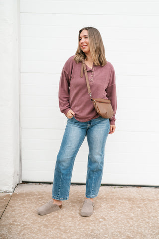 Hidden Valley Thermal Long Sleeve Top - Burgundy