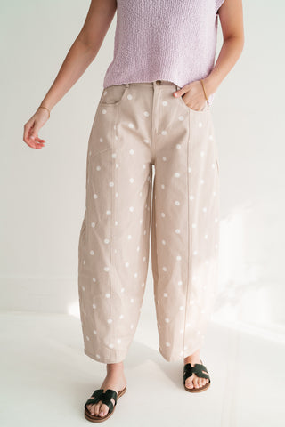 Delicate Polka Dot Barrel Wide Leg Bottom