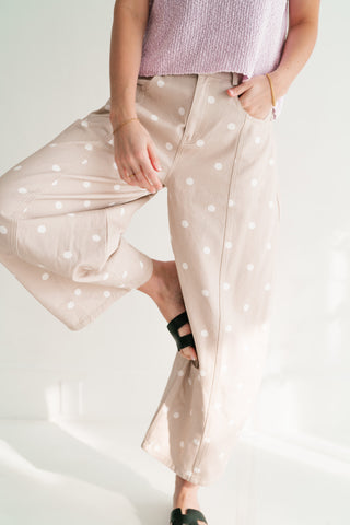 Delicate Polka Dot Barrel Wide Leg Bottom