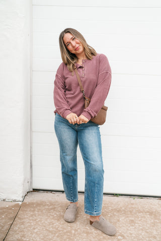 Hidden Valley Thermal Long Sleeve Top - Burgundy