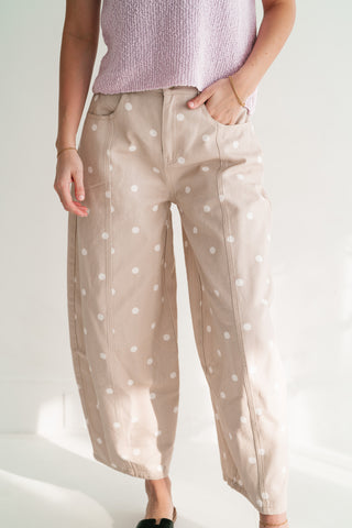 Delicate Polka Dot Barrel Wide Leg Bottom