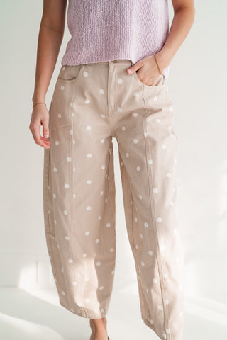 Delicate Polka Dot Barrel Wide Leg Bottom