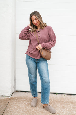 Hidden Valley Thermal Long Sleeve Top - Burgundy