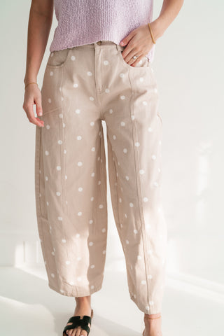 Delicate Polka Dot Barrel Wide Leg Bottom