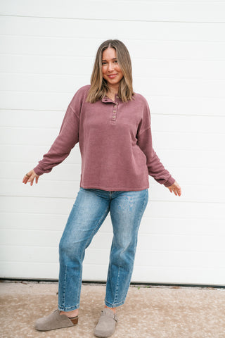 Hidden Valley Thermal Long Sleeve Top - Burgundy