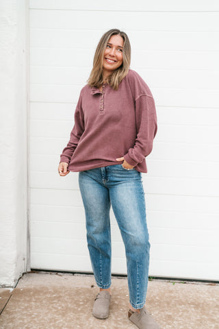 Hidden Valley Thermal Long Sleeve Top - Burgundy