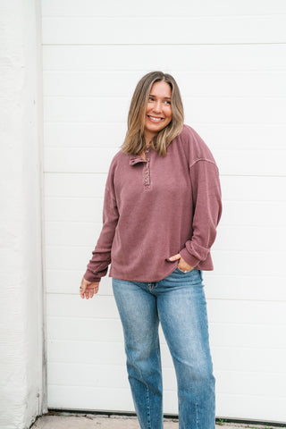 Hidden Valley Thermal Long Sleeve Top - Burgundy