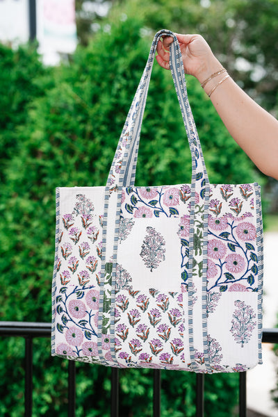 Lavender Fields Patchwork Carryall Tote