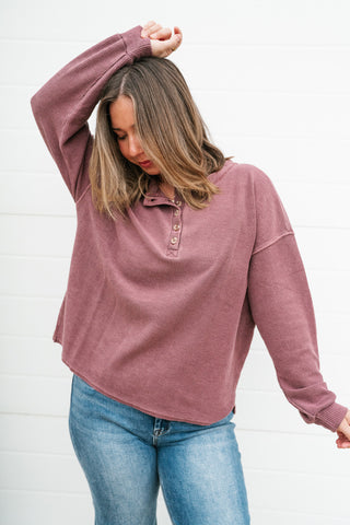 Hidden Valley Thermal Long Sleeve Top - Burgundy