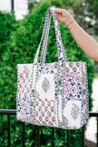 Lavender Fields Patchwork Carryall Tote