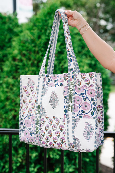 Lavender Fields Patchwork Carryall Tote
