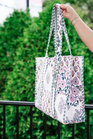 Lavender Fields Patchwork Carryall Tote