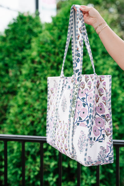 Lavender Fields Patchwork Carryall Tote