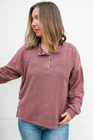 Hidden Valley Thermal Long Sleeve Top - Burgundy