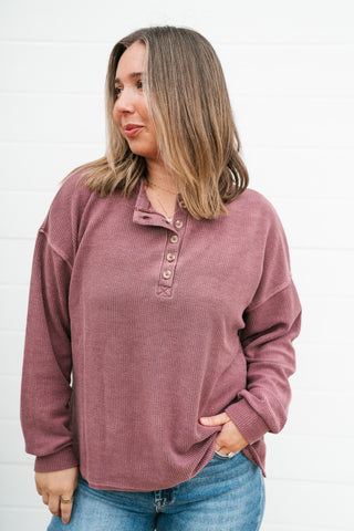 Hidden Valley Thermal Long Sleeve Top - Burgundy