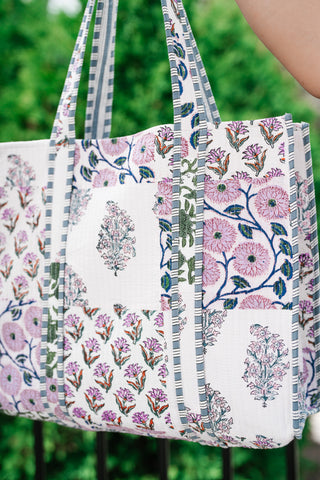 Lavender Fields Patchwork Carryall Tote