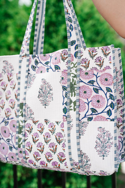 Lavender Fields Patchwork Carryall Tote