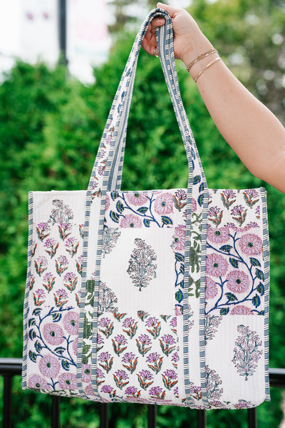 Lavender Fields Patchwork Carryall Tote
