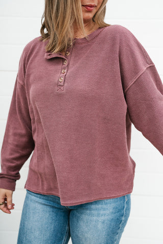 Hidden Valley Thermal Long Sleeve Top - Burgundy