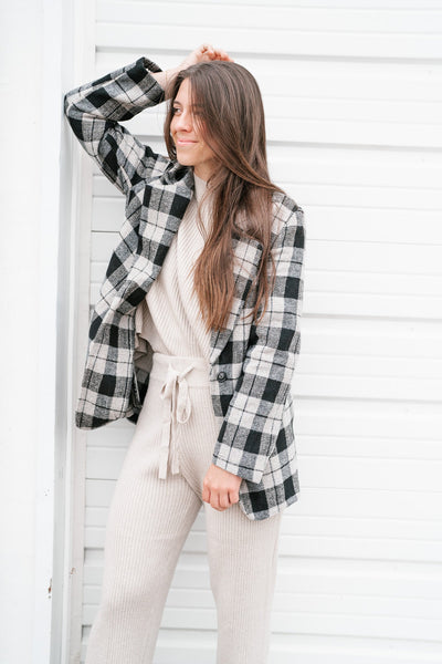 Cathy Plaid Blazer Shacket