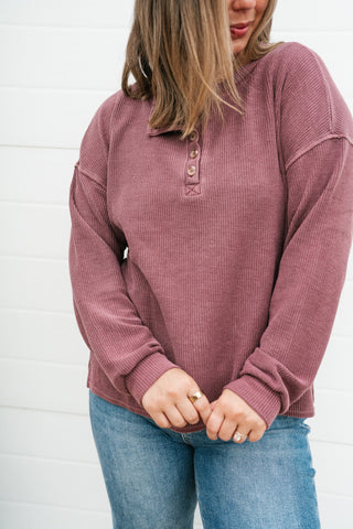 Hidden Valley Thermal Long Sleeve Top - Burgundy