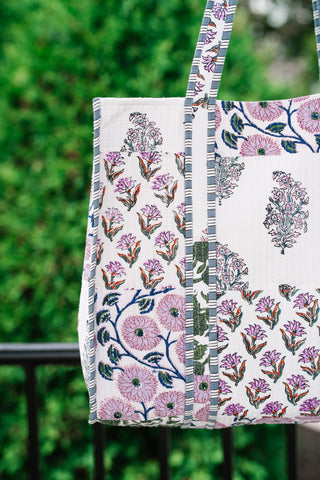 Lavender Fields Patchwork Carryall Tote