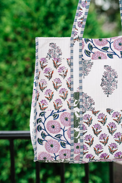 Lavender Fields Patchwork Carryall Tote