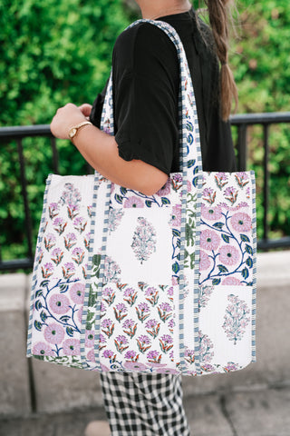 Lavender Fields Patchwork Carryall Tote