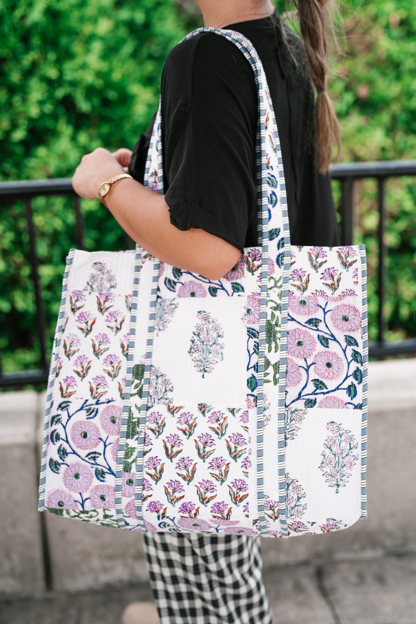 Lavender Fields Patchwork Carryall Tote