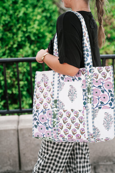 Lavender Fields Patchwork Carryall Tote