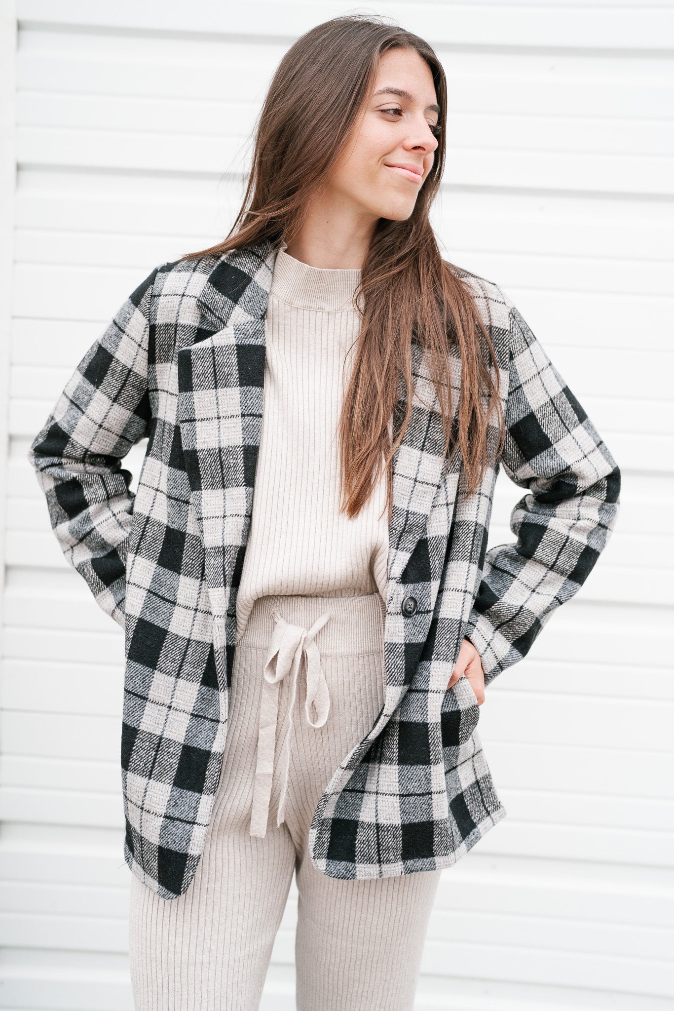 Cathy Plaid Blazer Shacket