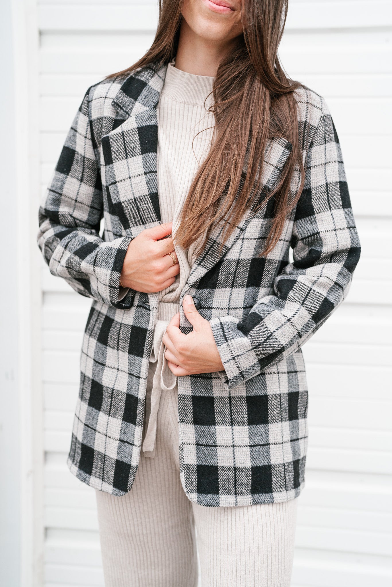 Cathy Plaid Blazer Shacket