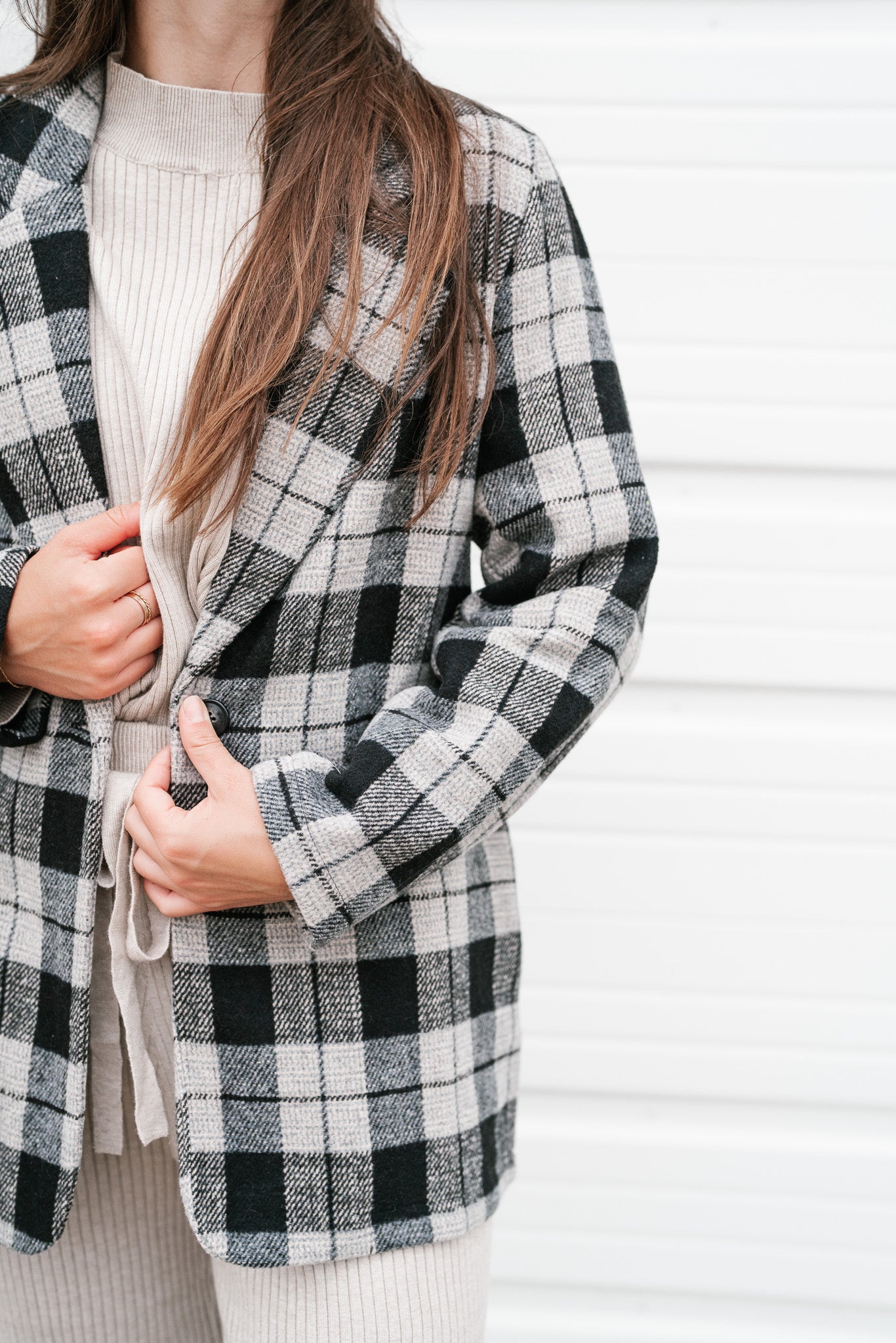 Cathy Plaid Blazer Shacket